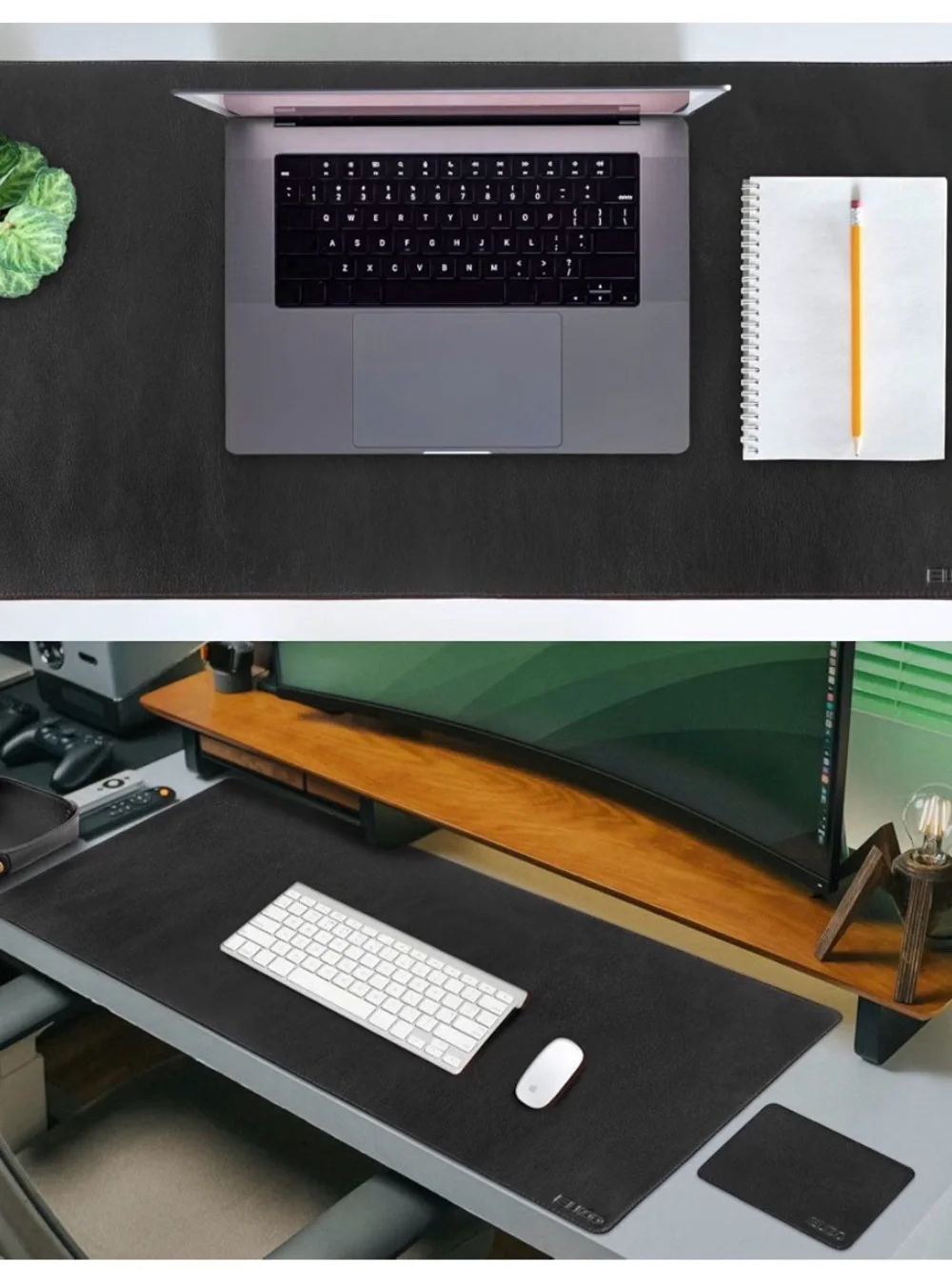 Genuine Leather Desk Pad - Sleek Home Office Desk Protector Black